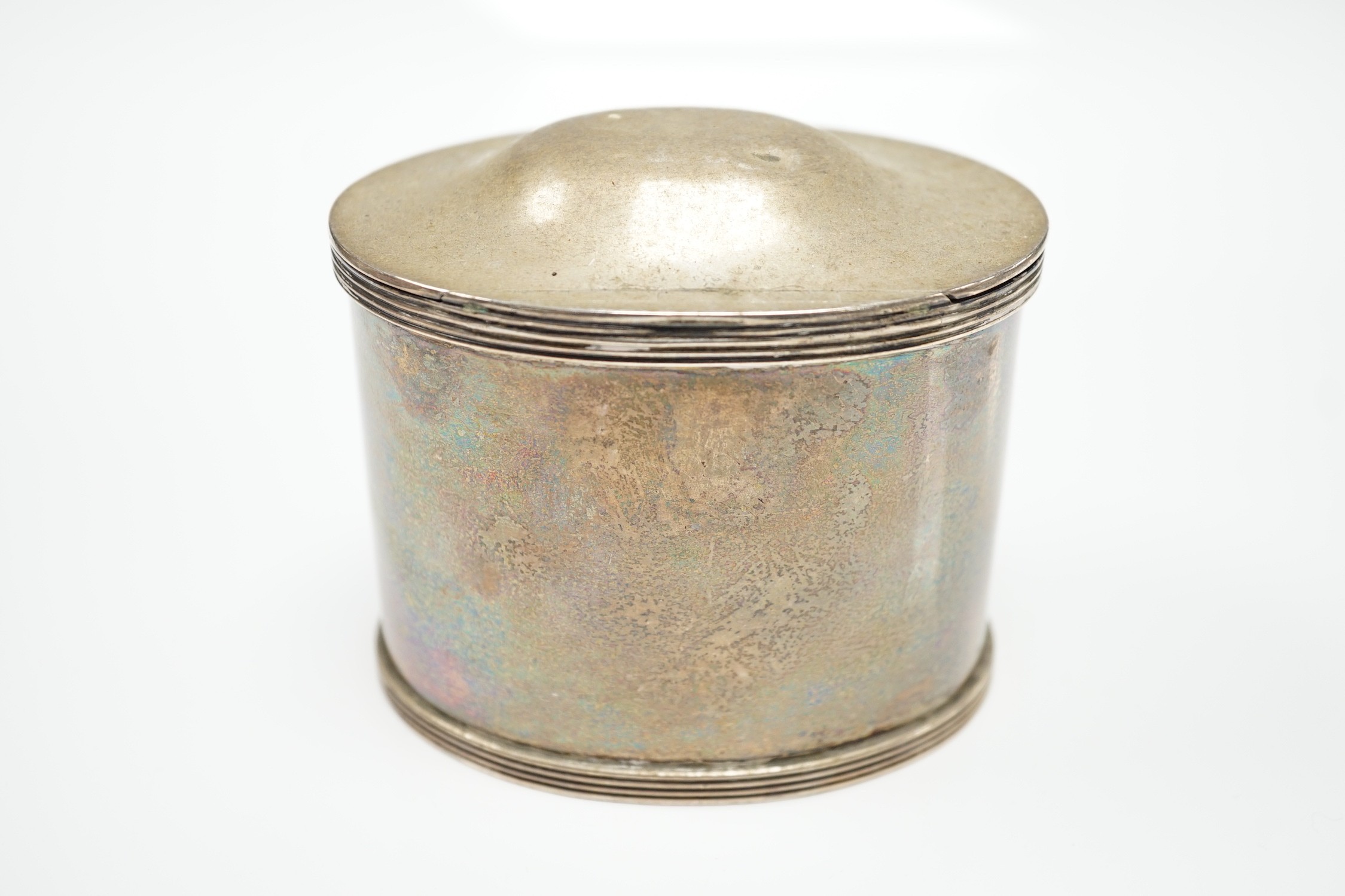 An Edwardian silver oval tea caddy, S. Blanckensee & Sons Ltd, Chester, 1908, height 83mm, 6.8oz.
